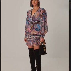 FARM Rio Multicolor Leaf Print Mini Dress